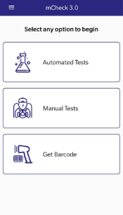 automated and manual test option screen of mcheck 3.0